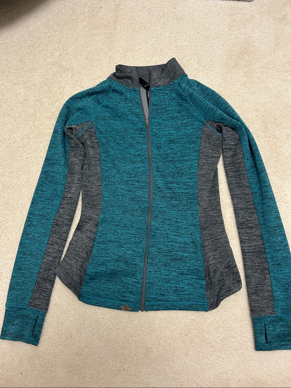 Aeropostale Teal and Charcoal Zip-Up Utility Jacket